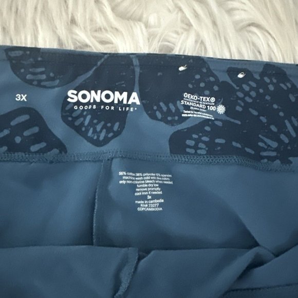 Sonoma Womens Cropped Leggings 3X Floral Oeko-Tex Comfort Stretch - Picture 5 of 12